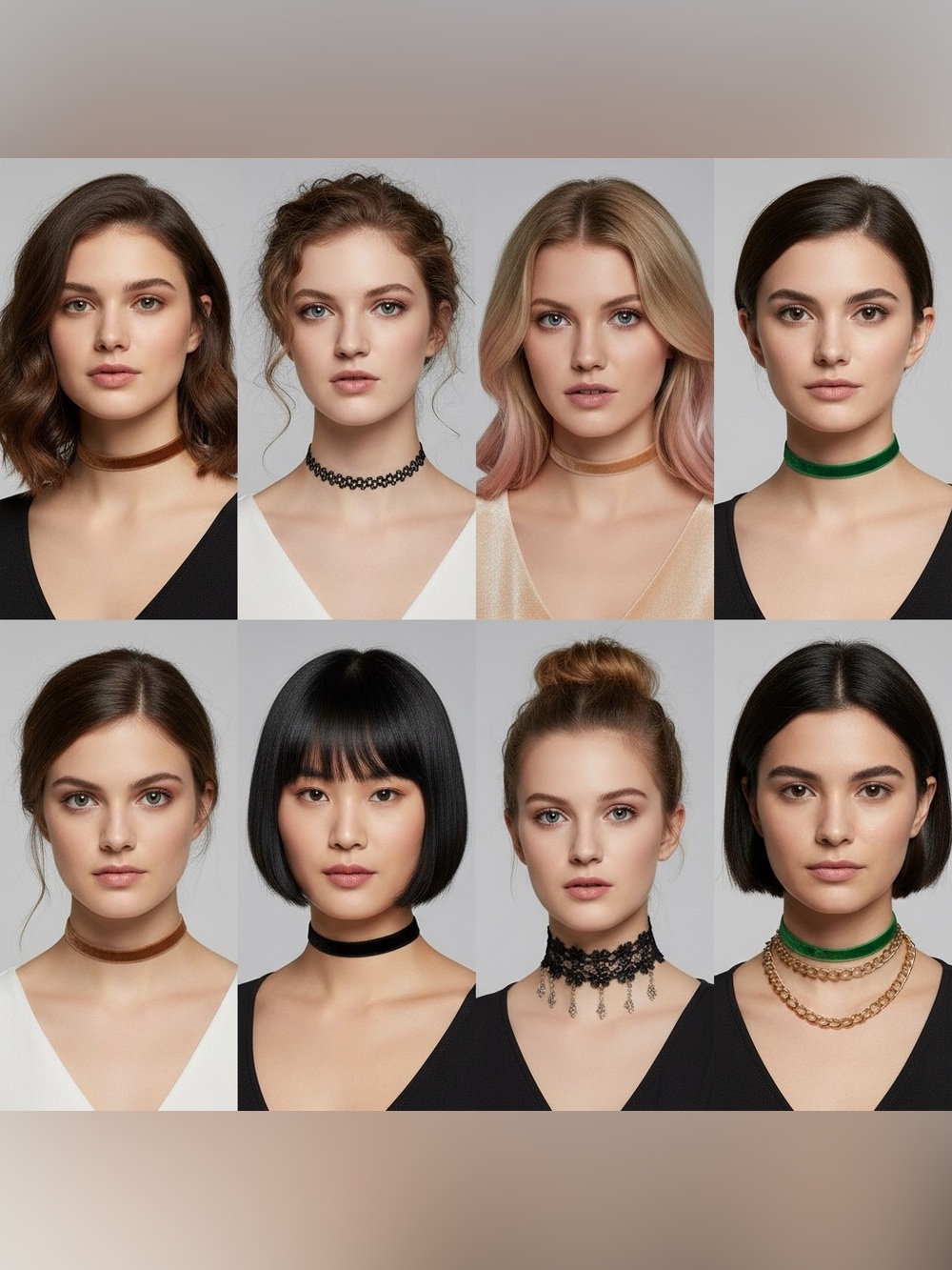 14Assorted Velvet and Lace Choker Necklace Set - Black, Pink, Brown, Blue, White